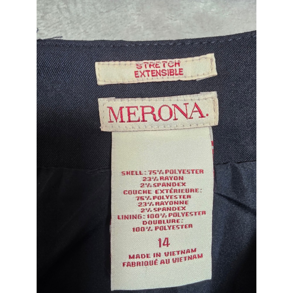 Merona Womens Navy Blue Stretch Pencil Skirt Size 14 Career Office Workwear - Picture 2 of 6